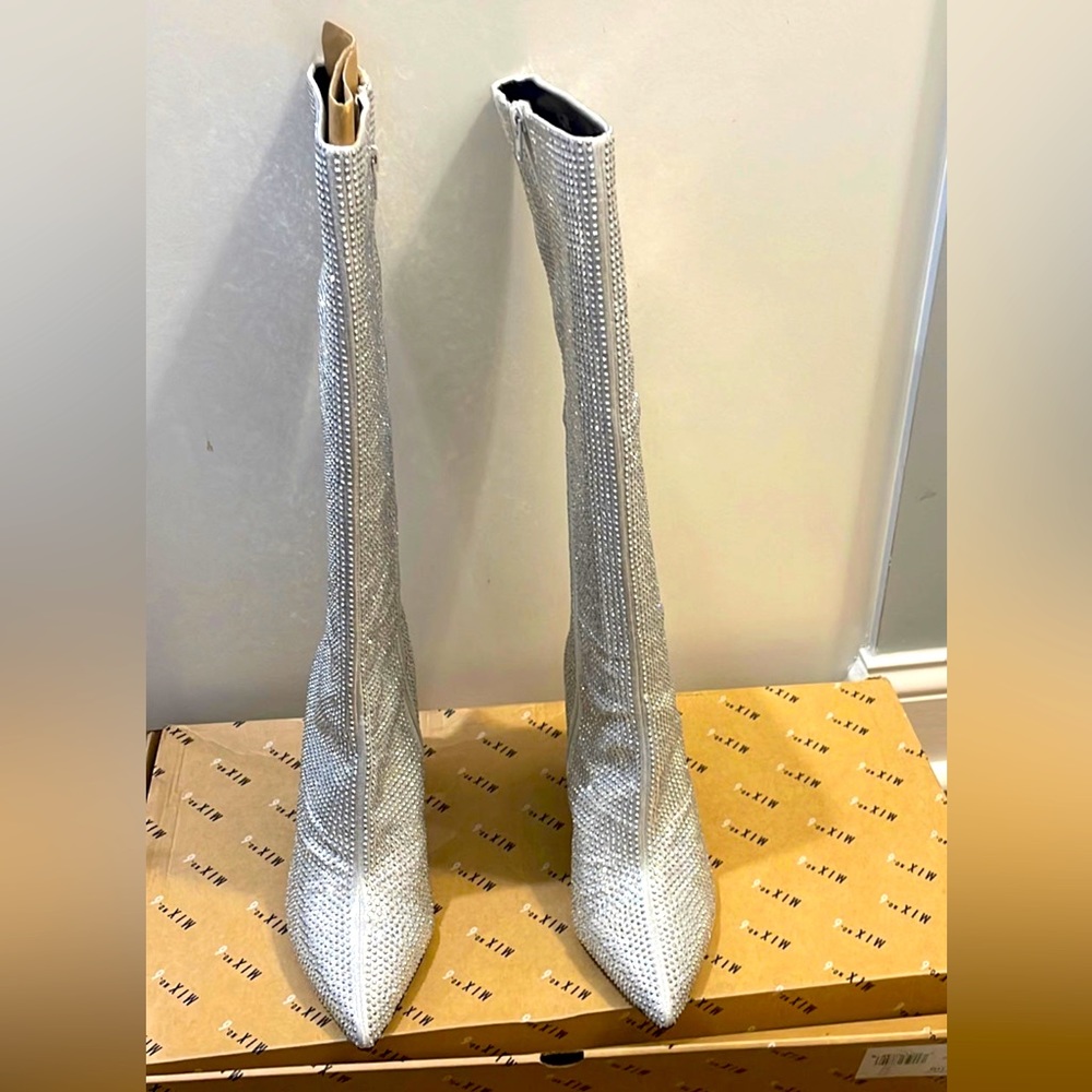 Silver Shimmer sand fabric boot